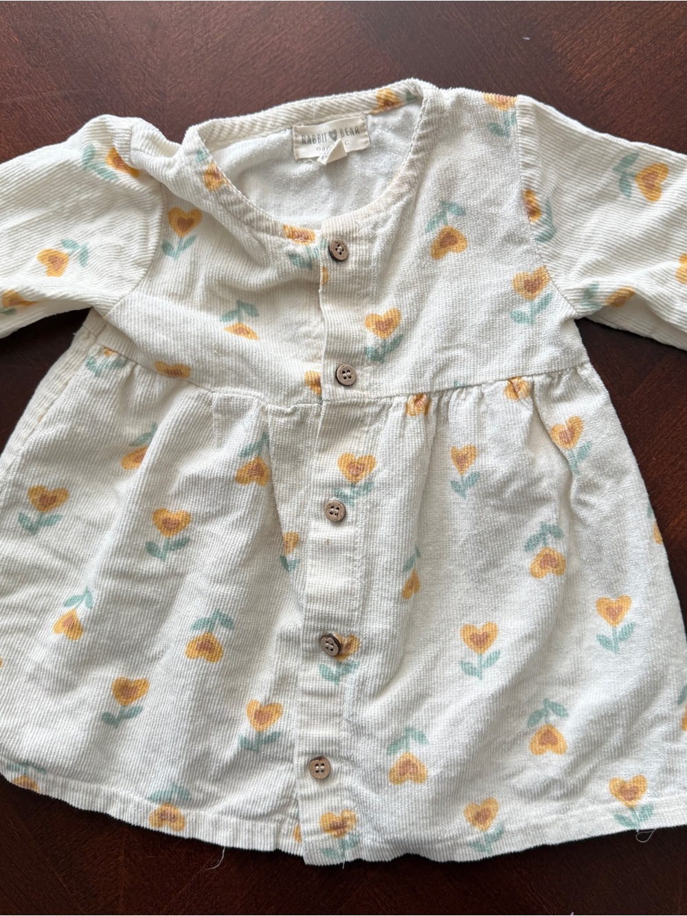 Rabbit + Bear Organic Corduroy Floral Dress Sz 6-9M